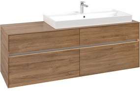 VILLEROY &amp; BOCH Collaro závesná skrinka pod umývadlo na dosku (umývadlo vpravo), 4 zásuvky, s LED osvetlením, 1600 x 500 x 548 mm, Oak Kansas, C030B0RH