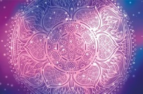 Samolepiaca tapeta fialová galaktická Mandala