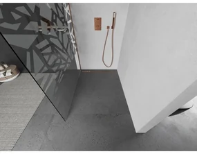 Mexen Kioto, sprchová zástena Walk-In 70 x 200 cm, 8mm číre sklo biely vzor, medený matný profil, 800-070-101-65-85