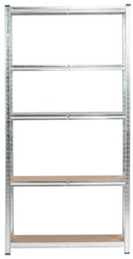 Kovový regál 90x30x180 cm strieborný