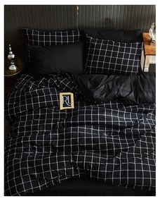 Čierne 4-dielne predĺžené obliečky na dvojlôžko s plachtou 200x220 cm Geometric – Mila Home