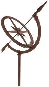 Slnečné hodiny Sphere, 93x32 cm, liatina, hnedá