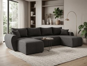 Rozkladacia obojstranná sedacia súprava do U SEVIO 311x145 cm, tmavosivá + 2 vankúšiky ZDARMA