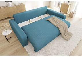 Tyrkysová menčestrová rozkladacia/s úložným priestorom pohovka 234 cm Sara – Ropez