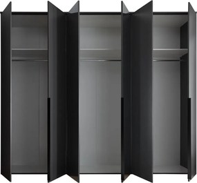Šatníková skriňa so zrkadlami Kevo, 270 cm, grafitová