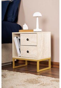 Nočný stôl Glimmer - Travertine, Gold