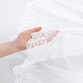 Biela záclona s perleťovo vytkávanou bordúrou zámocký vzor do oblúčka ZAC-028 výška 300 cm Šitie na mieru