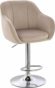 LuxuryForm DESIGN Barová stolička AVOLA VELUR na striebornom tanieri - latte