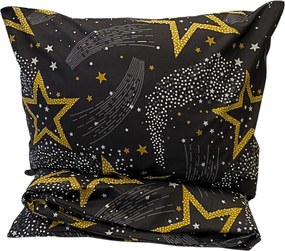 Obliečky bavlnené Star čierna 200x140cm+90x70cm TiaHome