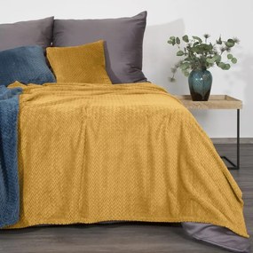 EUROFIRANY Klasická deka z mikroflanelového vlákna príjemného na dotyk 150 cm x 200 cm zlatá 100 % polyester Varianta: 367302
