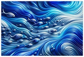 Obraz – Ryby vo vlnách (90x60 cm)
