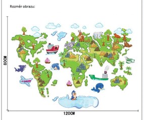 Veselá Stena Samolepka na stenu na stenu Detská mapa Sveta pre deti