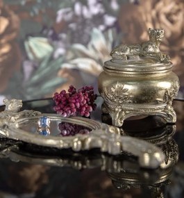 Zlatá antik dekoračná šperkovnica Leopard - Ø 13*14 cm