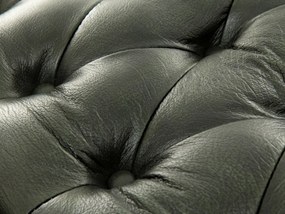 furniture-nabytek.cz - Masívny taburet Chesterfield Kingsfield z pravej kože, zelený – 61×46×43 cm