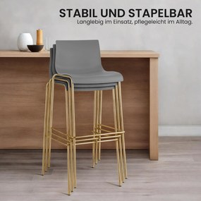 Sada 2 ks barových stoličiek Hoover plast, zlaté nohy - sivá