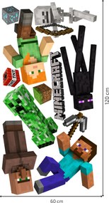 60x120cm Minecraft postavičky - textilná nálepka na stenu