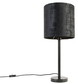 Moderná stolná lampa čierna s tienidlom čiernym 25 cm - Simplo