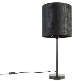 Moderná stolná lampa čierna s tienidlom čiernym 25 cm - Simplo