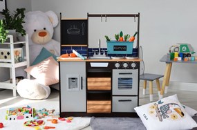 Detská kuchynka LOLY ECOTOYS s doplnkami sivá