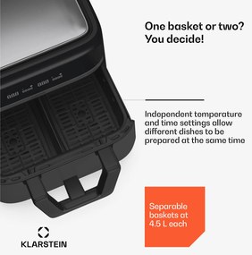 Klarstein VitaFry Duo Elegance, teplovzdušná fritéza, 2850 W, 9 l, 2 varné zóny, 6 programov