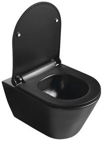 Sapho, AVVA Slim WC sedátko s pomalým zatváraním, čierna mat, 100787-110