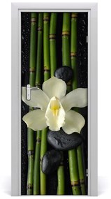 Fototapeta samolepiace Orchidea a bambus 95x205 cm