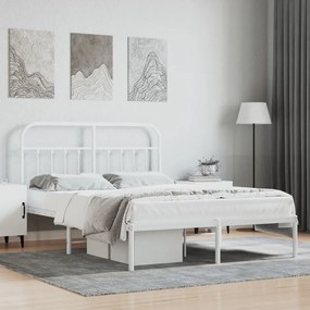 Kovový rám postele s čelom biely 140x200 cm 352628