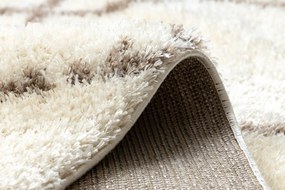 Koberec FLUFFY 2373 shaggy mriežka krém / béžový