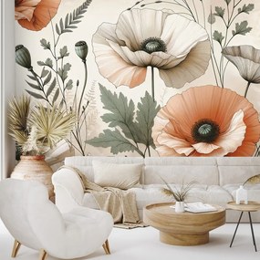 Tapeta pastelové makové kvety