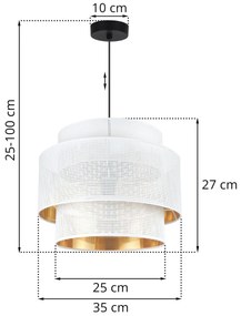 Závesné svietidlo Asti, 1x biele PVC tienidlo, (fi 35cm), g, b