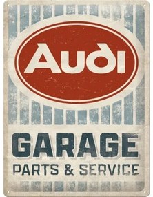 Plechová ceduľa Audi Garage - Parts & Service, (30 x 40 cm)