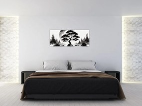 Obraz – Čiernobiela bonsai (120x50 cm)