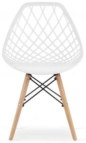 Jedálenská stolička SAKAI biela (hnedé nohy)