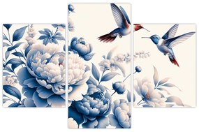 Obraz - Kolibríky nad kvetinou (90x60 cm)