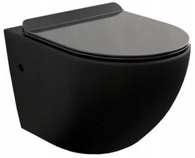 Závesný set Mexen Fenix + WC LENA Rimless ČIERNA 48 x 36 cm + pomaly padajúce sedátko Slim, 60100 + 3322XX85 + podložka