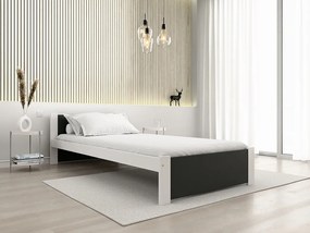Posteľ IKAROS 90 x 200 cm, antracit/biela Rošt: S latkovým roštom, Matrac: Matrac COCO MAXI 20 cm