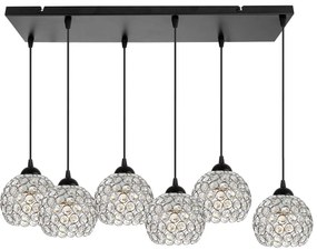 Závesné svietidlo Crystal, 5x strieborné krištáľové tienidlo