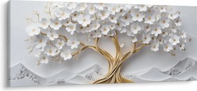 Obraz – 3D elegantný strom života plný kvetov (120x50 cm)
