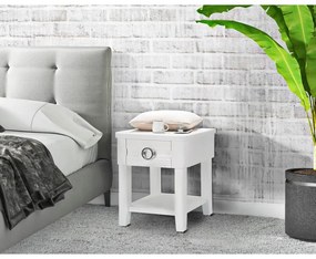 Biely nočný stolík z jedlového dreva Shine – Mauro Ferretti