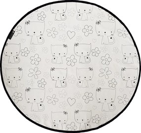 Butter Kings, KOBEREC - OMAĽOVÁNKY - Kities with flowers, 130x130 (priemer) kruh, biela, detská izba