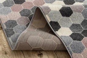Behúň HEOS 78537 sivý / ružový / krém HEXAGON