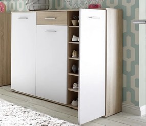 Komoda s policami/botník Manolo 136 cm, dub sonoma/biela