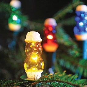 EXIHAND Vianočná reťaz, 12 žiaroviek v tvare snehuliaka, farebné, 7,7m