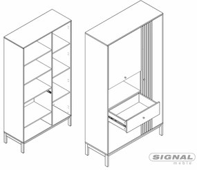 Vitrína Frost 100 cm krémová/alpský dub