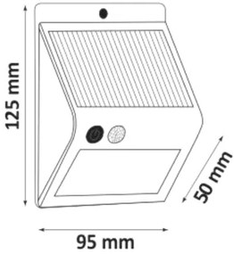 LED solárne nástenné svietidlo so senzorom LED/2,2W/3,7V 2200 mAh IP44