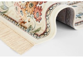 Krémovobiely koberec z viskózy 160x230 cm Oriental Flowers – Nouristan
