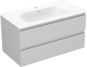 Mexen Orio, kúpeľňová skrinka 90 cm s umývadlom Vela, 2 zásuvky, šedá matná/biela matná, 91A10-09047-2-BFF62-W23M01