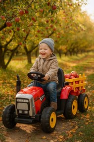 Elektrické autíčko Traktor s prívesom NV-X611 červené