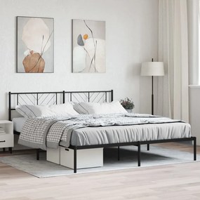 Kovový rám postele s čelom čierny 200x200 cm 372186