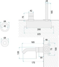 Rea Venti, podomietková umývadlová batéria, medená matná, REA-B9643